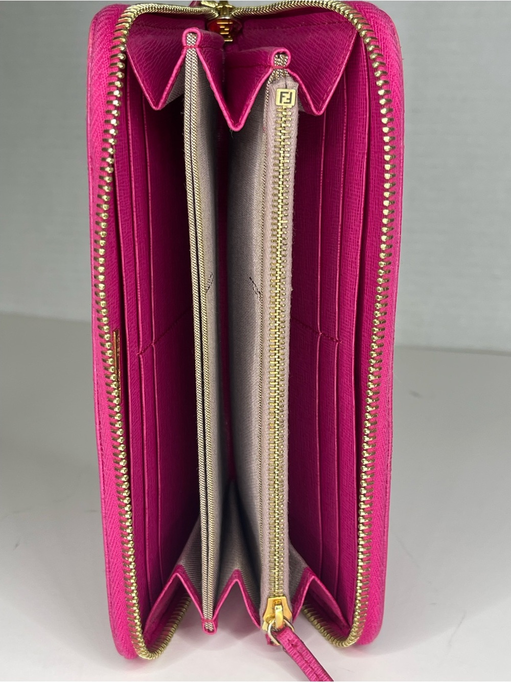 Fendi Pink Saffiano Leather Long Zippy Wallet With Dust Bag - Picture 8 of 16